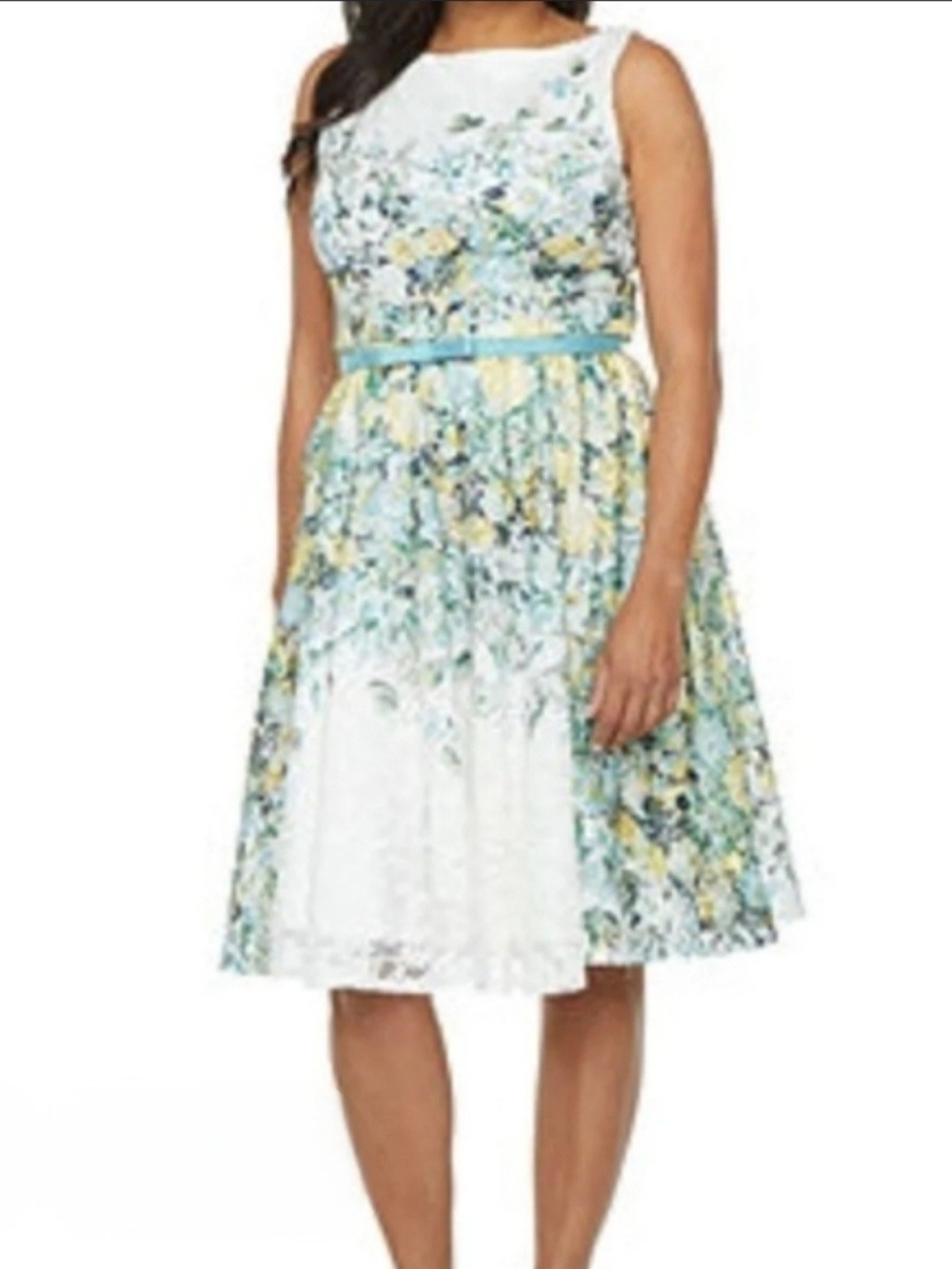 *Roz & Ali Floral Lace Fit-and-Flare Dress*